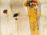 Gustav Klimt Canvas Paintings - Entirety of Beethoven Frieze left3